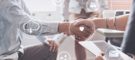 Business people shaking hands for greeting